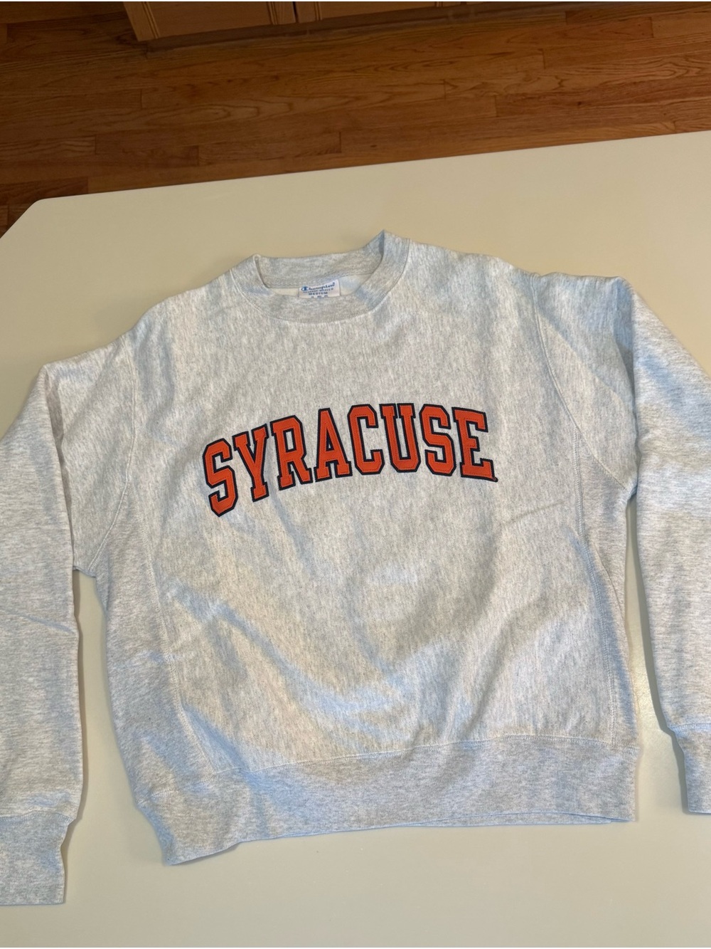 Champion Reverse Weave Syracuse Gray Crewneck Sweatshirt with Orange Lettering